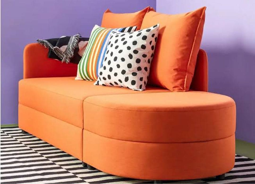 IKEA オレンジ　ソファ　引き取り限定