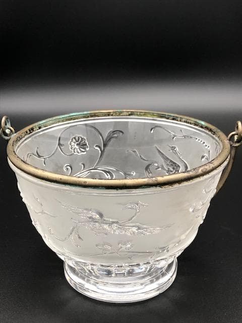 オールドバカラ　ジャポニズム　鳳凰デザインのクリスタル　花器