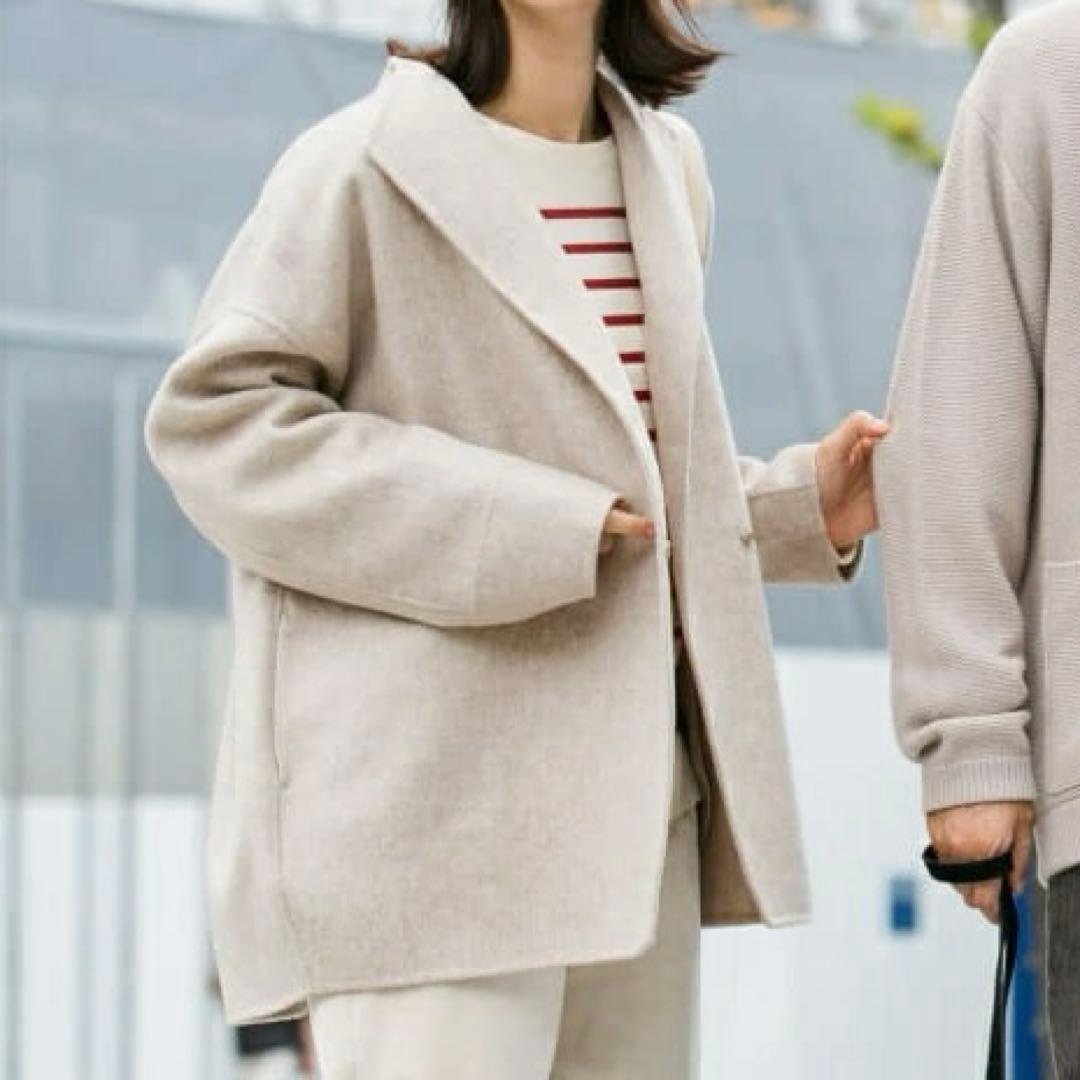 URBAN RESEARCH DOORS　ウールミドルガウンコート　ベージュ