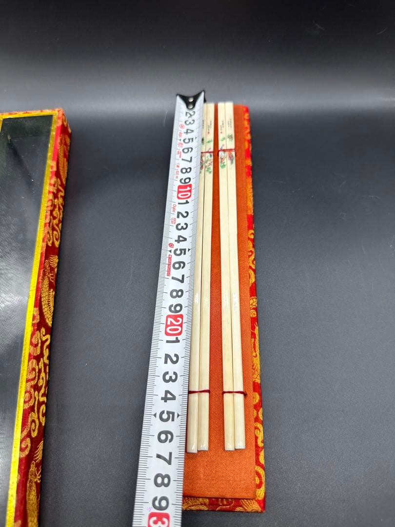 天然材質　牙雕箸　はし　彫刻　中国　骨董　古美術