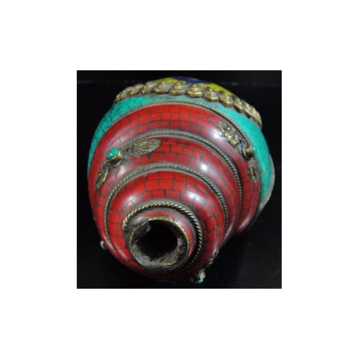 ◆チベット密教法具 法螺貝（シャンカ）羯磨（カツマ)-1