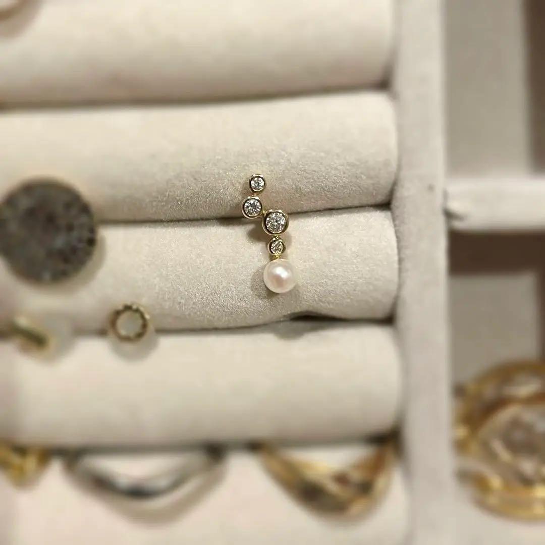 K18YG あこやパール/ダイヤモンド ピアス diamond pearl