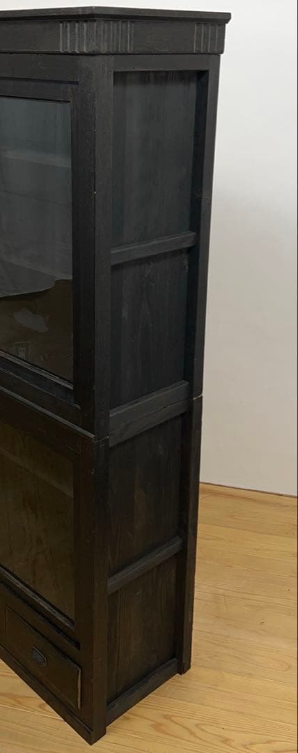 大型　水屋箪笥　ガラス棚　M079　古道具　古家具　ビンテージ　アンティーク