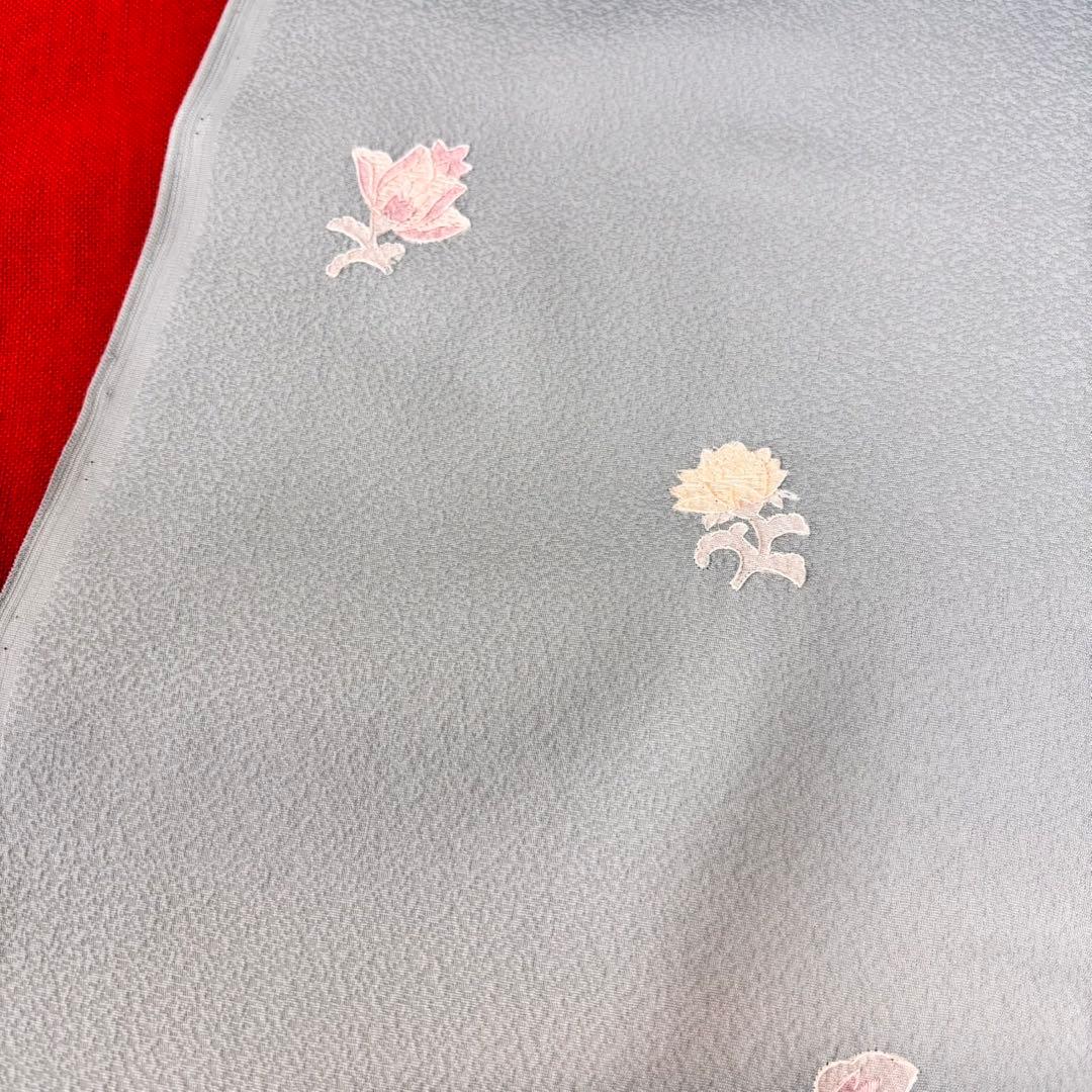 色無地反物　蘇州刺繍 未使用　アイスブルー