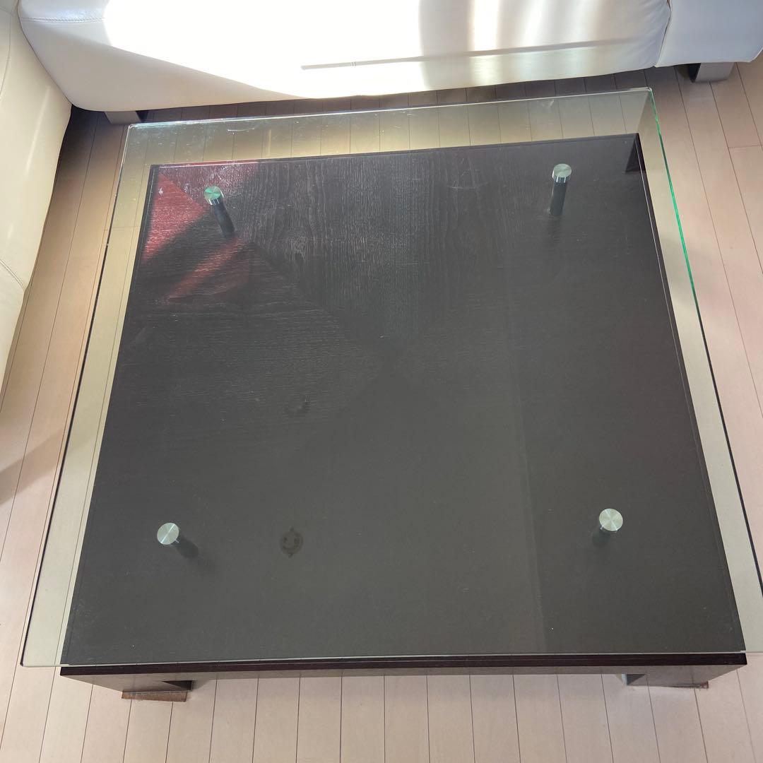 センターテーブル中古品　天板 強化ガラス／ベース 木製