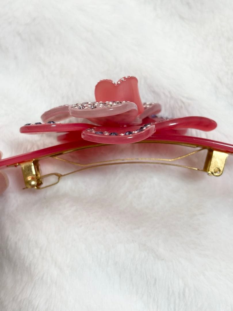 ALEXANDRE DE PARIS ピンクの花デザイン ヘアクリップ