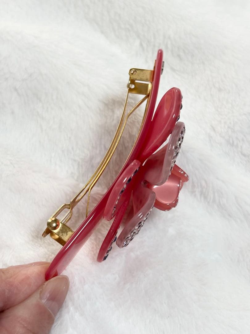 ALEXANDRE DE PARIS ピンクの花デザイン ヘアクリップ