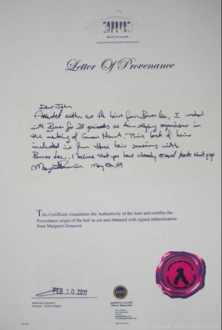 W*Z様 遺品■髪の毛■ブルース・リー■Bruce Lee Authentic