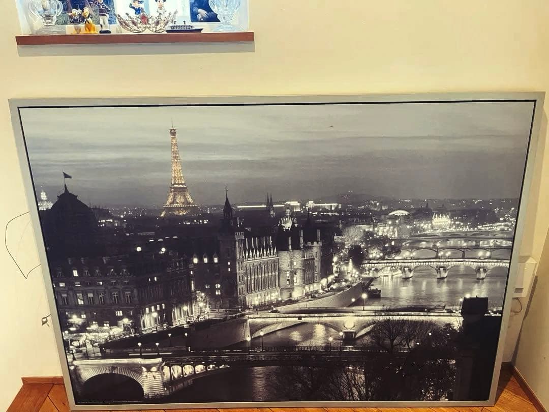 パリの夜景 モノクロアート フレーム付き