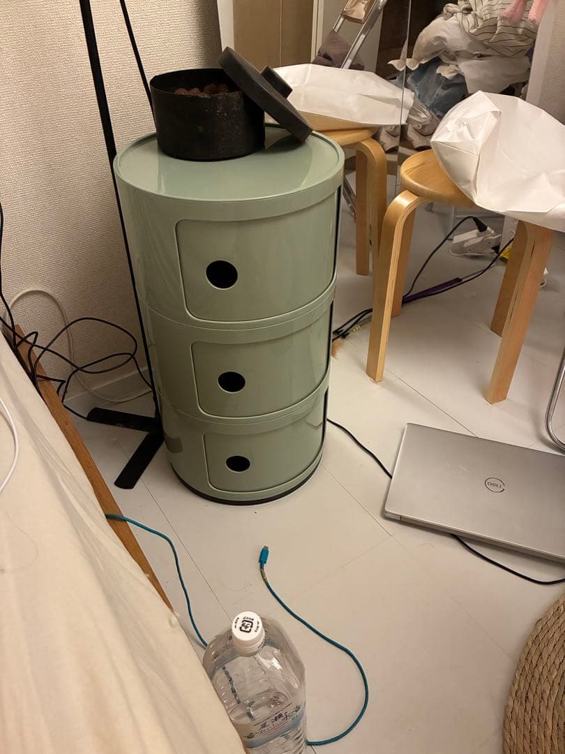 コンポニビリオフ 抹茶 円柱型 3段収納ボックス