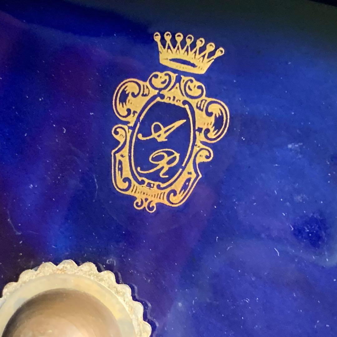 ヴィンテージ伊製コバルトブルー磁器5灯キャンドルスタンドロマンティック調美品豪華