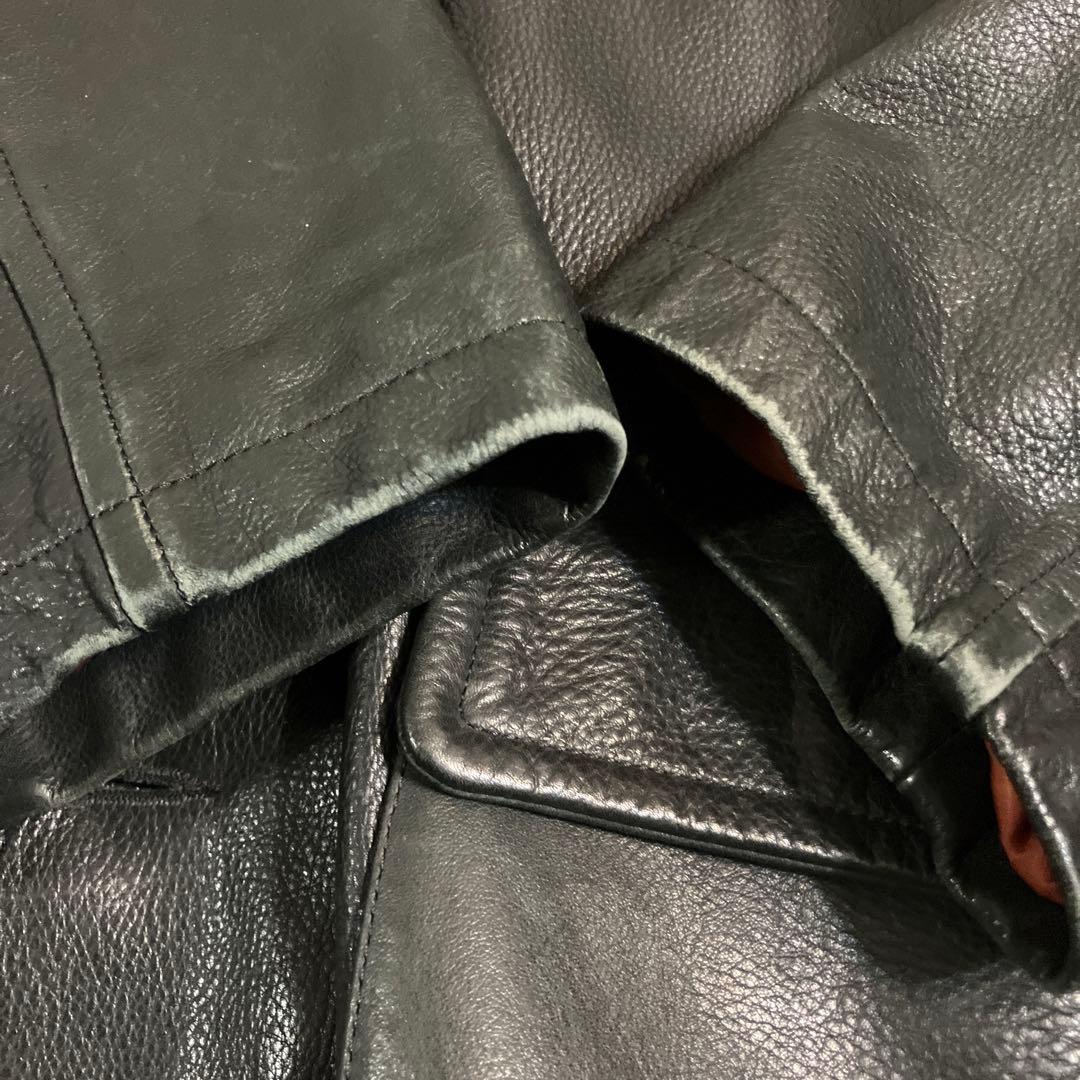 COACH ブラックレザー コート　Ｌ　牛革