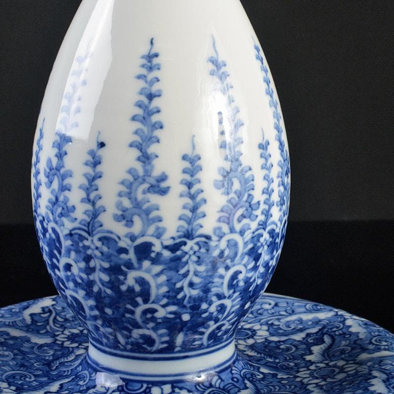 渋草焼　渋草柳造窯　染付　唐子花唐草文　瓢箪瓶　M　R5287B