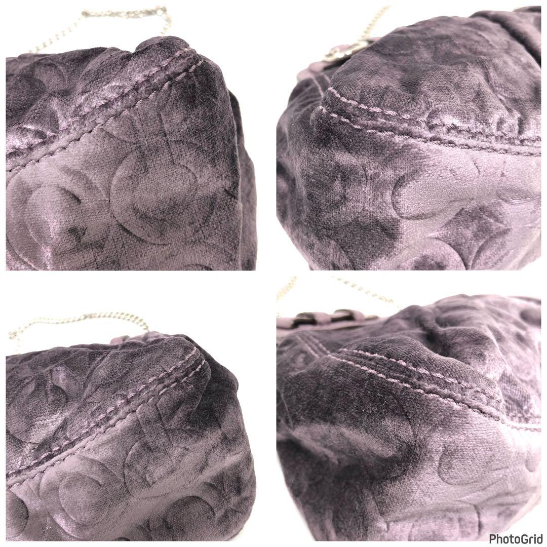 ☆美品☆ COACH コーチ ベロア生地 ワンショルダーバッグ ハンドバッグ