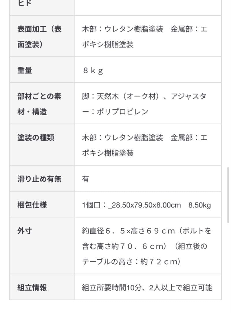 無印良品　オーク材　木製テーブル天板、木製テーブル脚４本組　120×60