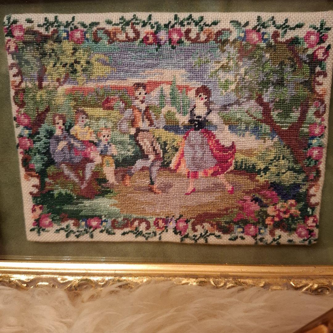 No.仏蘭西館　プチポワン　ミニ額　2点セット　アンティーク　ヴィンテージ