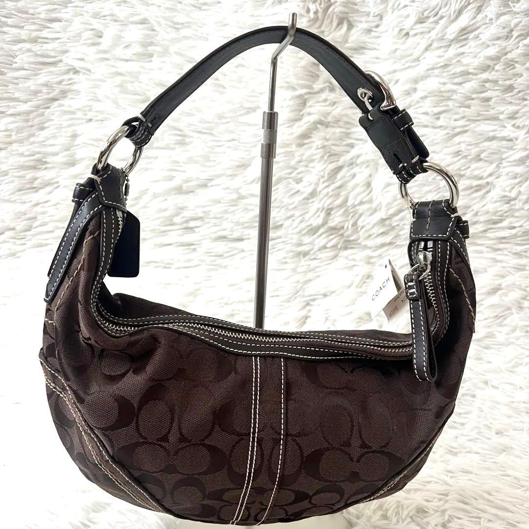 【新品タグ付き】希少✨COACH コーチ ワンショルダー ハーフムーン 茶