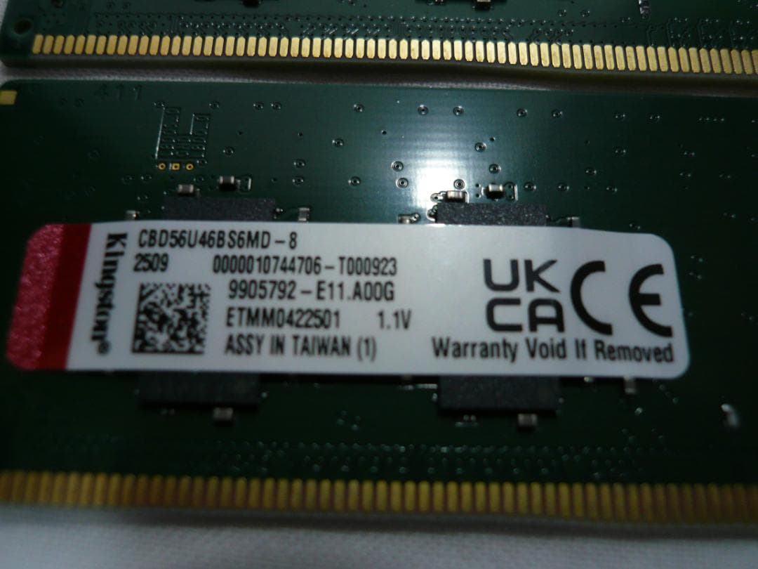 Kingston 16GB DDR5-5600 8GBx2 デスクトップメモリ②