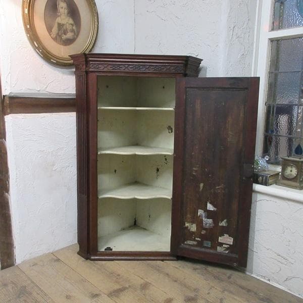 イギリス アンティーク 家具 コーナーキャビネット 飾り棚 英国 6298c