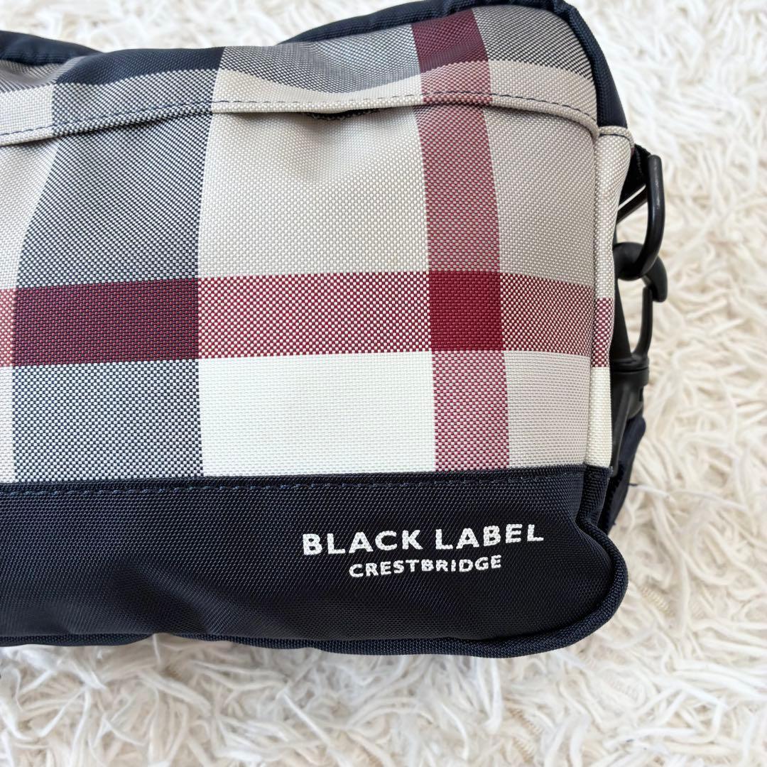 極美品 ブラックレーベルクレストブリッジ ナイロンショルダーバッグ チェック