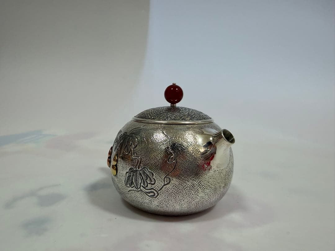 純銀製 蔓藤紋 ひょうたん 急須 銀瓶 煎茶道具