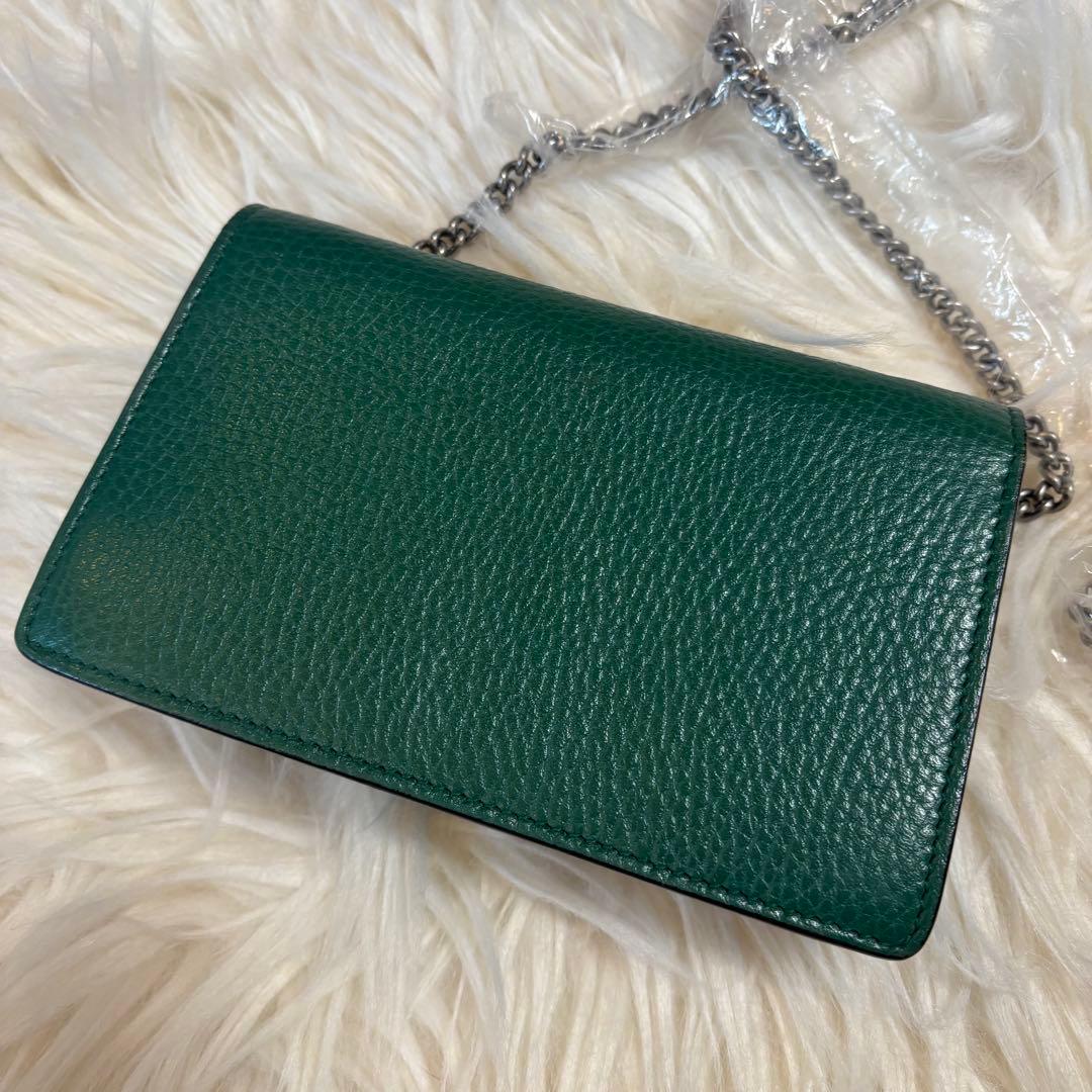【美品】GUCCI グッチ チェーンショルダーバッグ グリーン