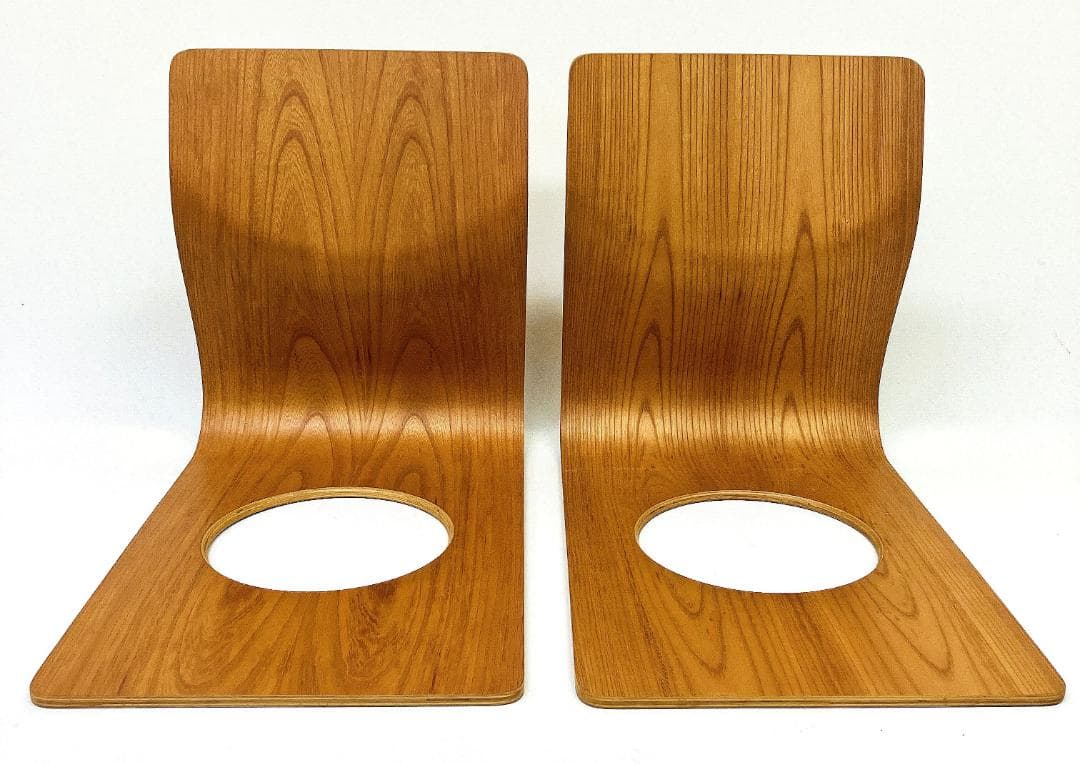 Tendo 天童木工 座椅子 2脚セット 藤森健次 曲げ木 ケヤキ板目 曲木⑮