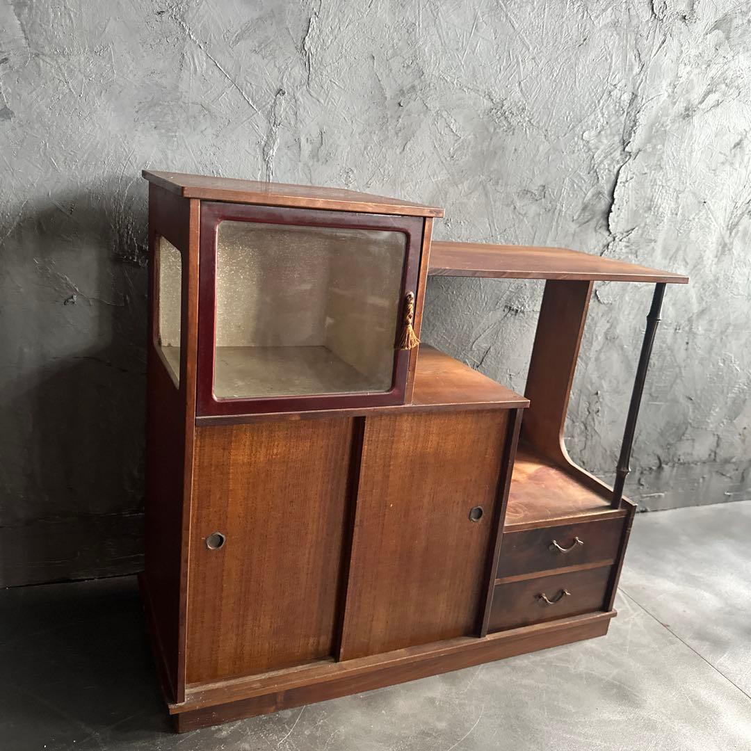 さらに！瞬間お値下げ❣️小さな茶箪笥　古ガラス入っています！ 食器棚などに可愛い