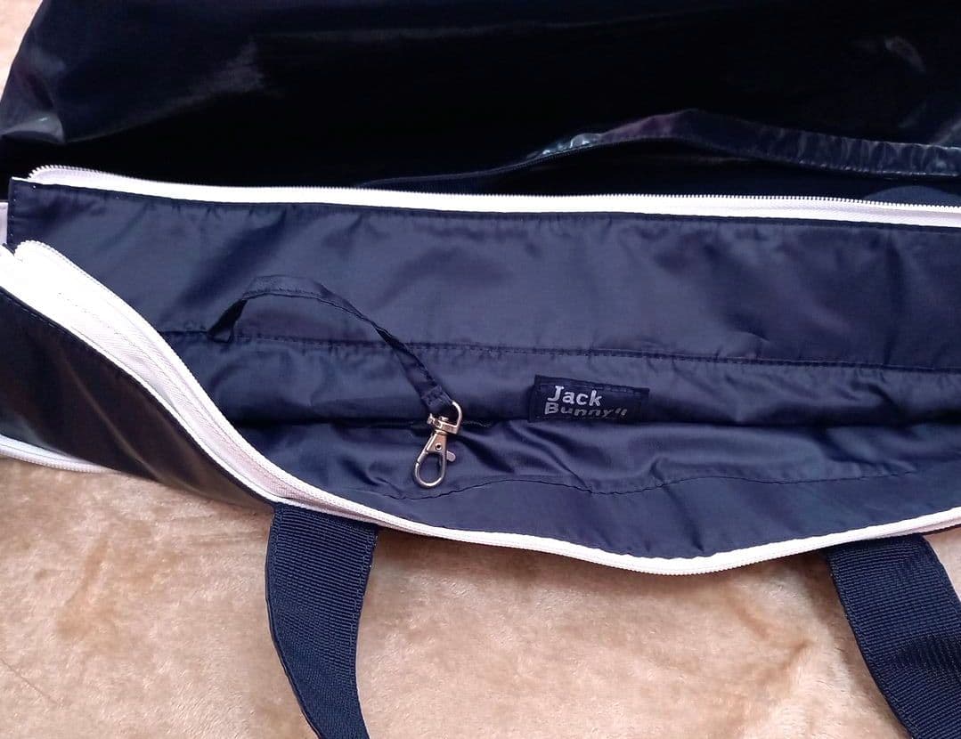 ジャックバニー　ボストンバッグ 男女兼用 ネイビー 光沢