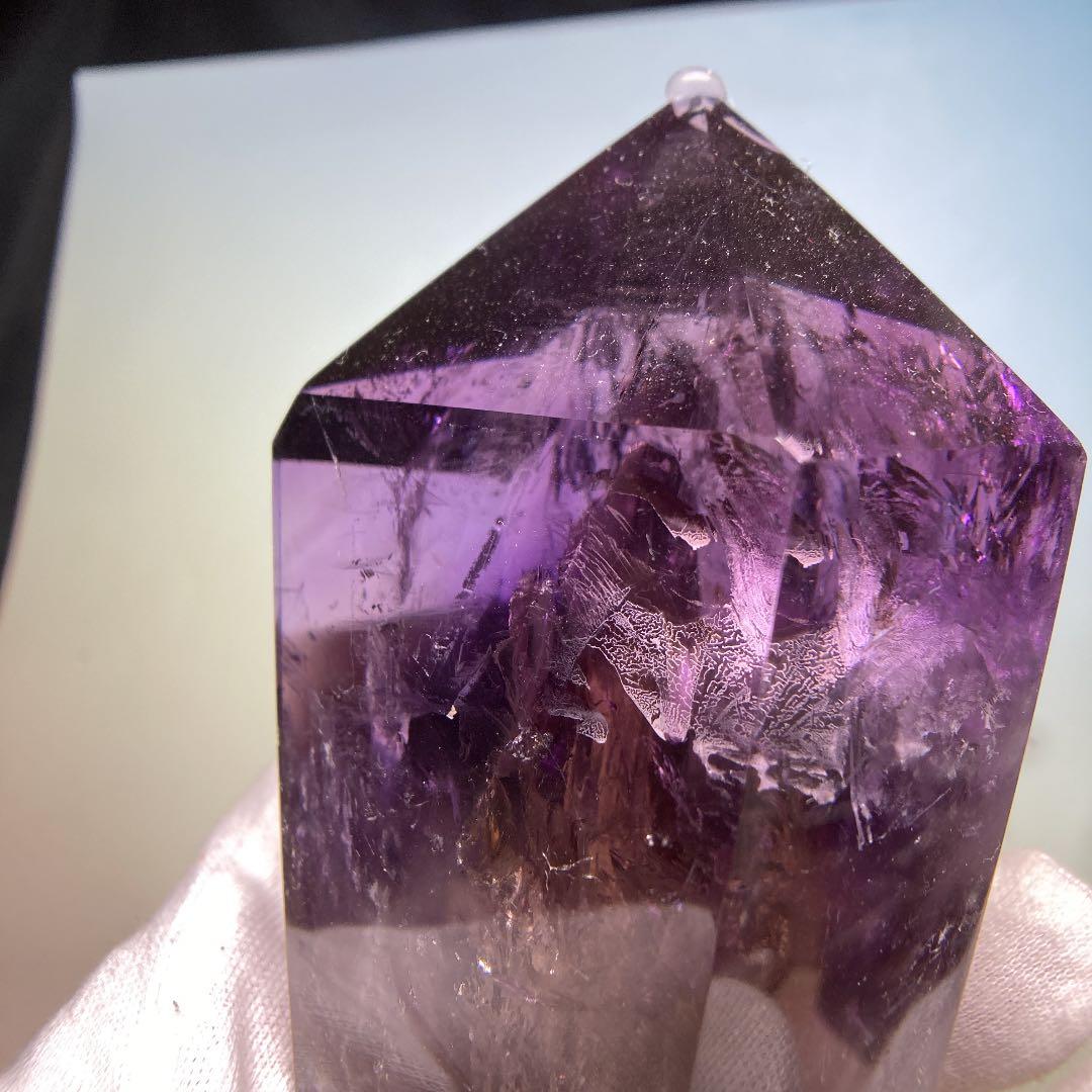 ちゅんちゅんアメジスト　ポイント　虹、キラキラ有り　345g