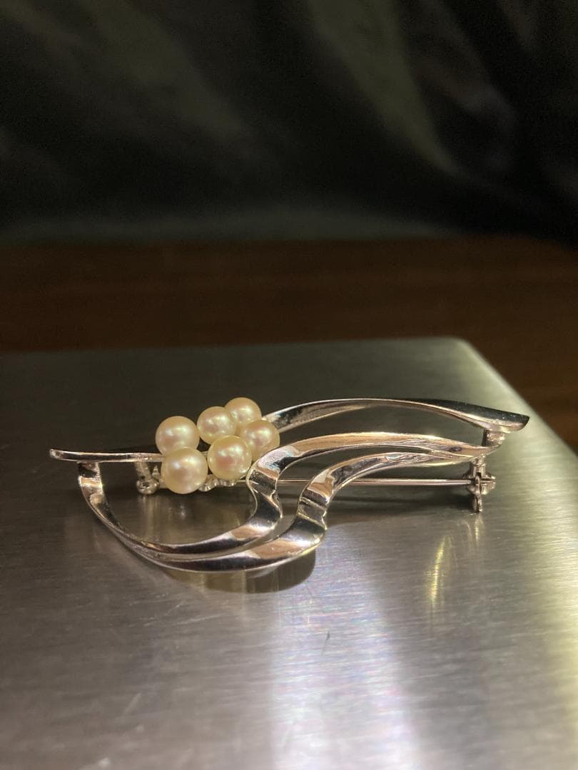 MIKIMOTO ミキモト パール 真珠 6粒 ブローチ シルバー 925