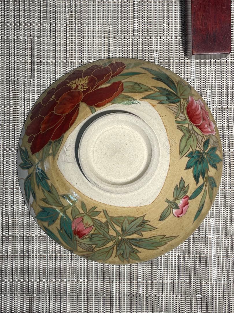 131桑野むつ子 御所の花十二ヶ月 【7月牡丹の花】抹茶椀・和陶皿 しおり付