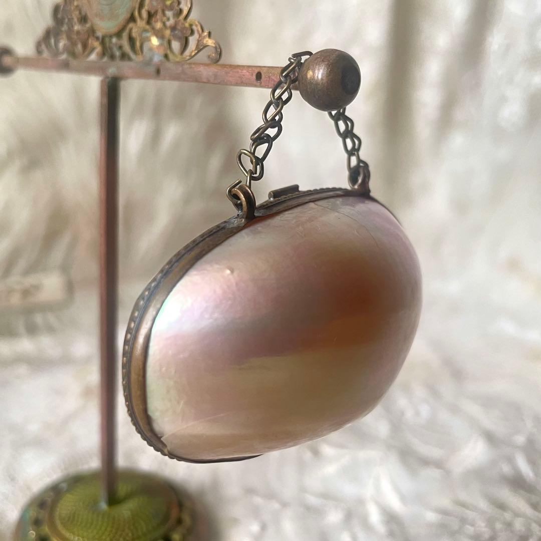 チェーン付きマザーオブパールロザリオケース大　フランスアンティーク　MOPドール