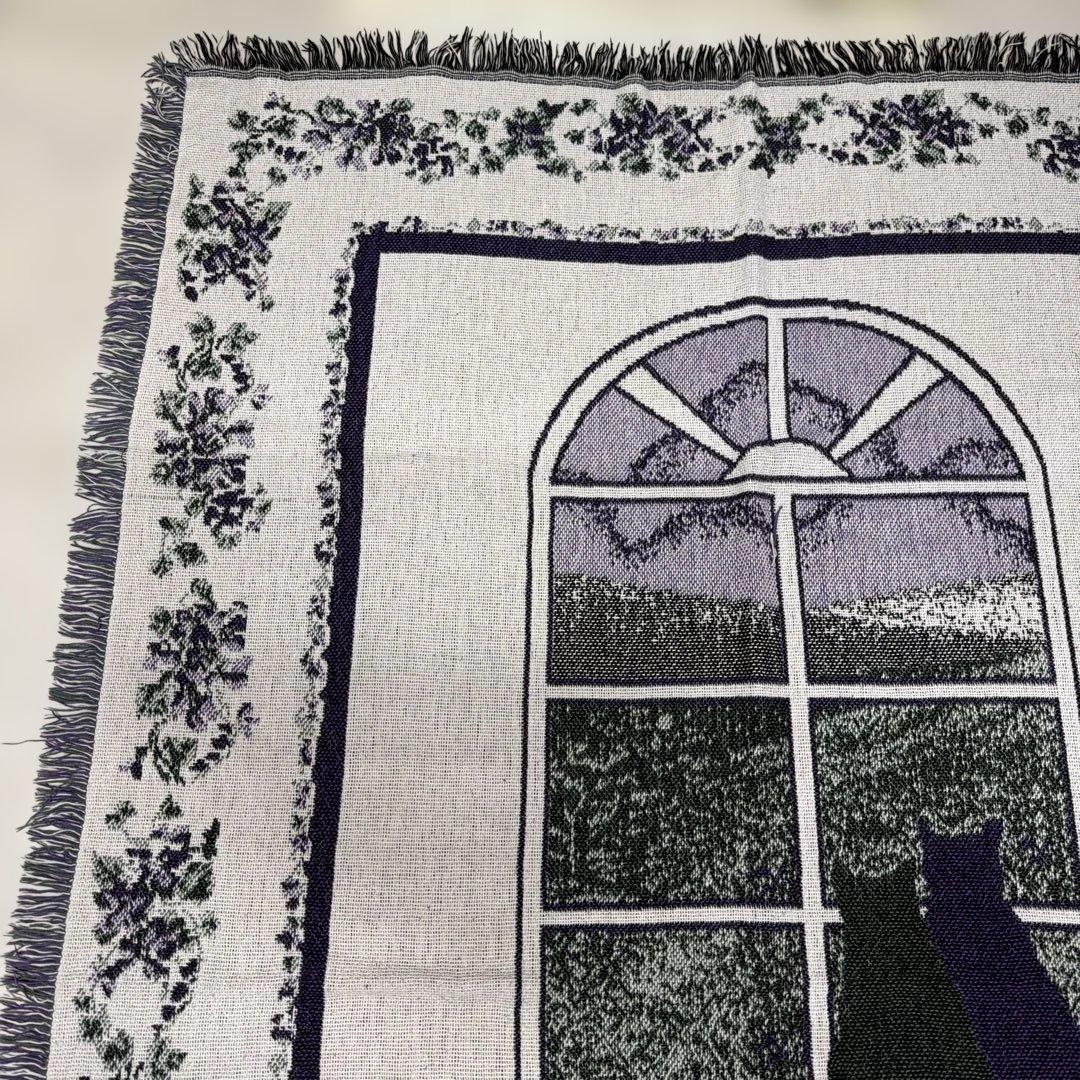 花　猫　マルチカバー　ソファカバー　ヴィンテージラグ　190x130