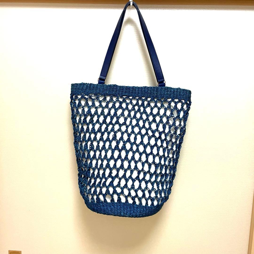 極美品 ヘレンカミンスキー レザーハンドルトートバッグ◎アバカ素材