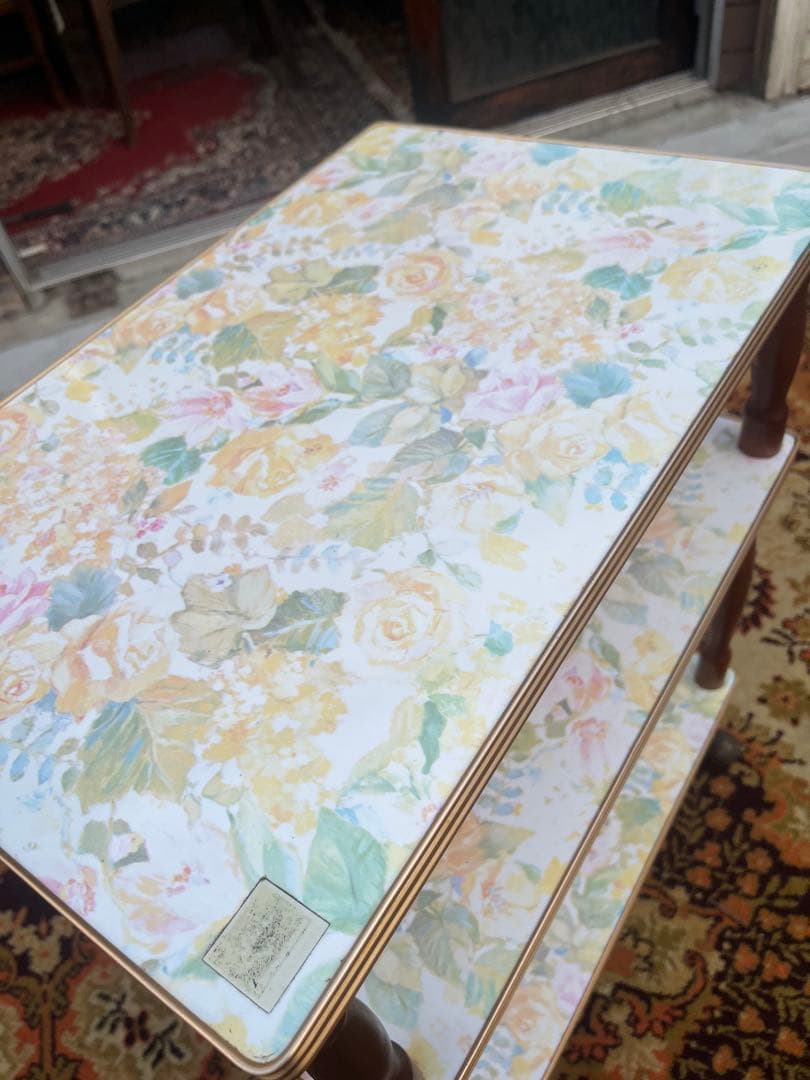 3段 キッチンワゴン レトロポップ 昭和レトロ 花柄 インテリア 当時物