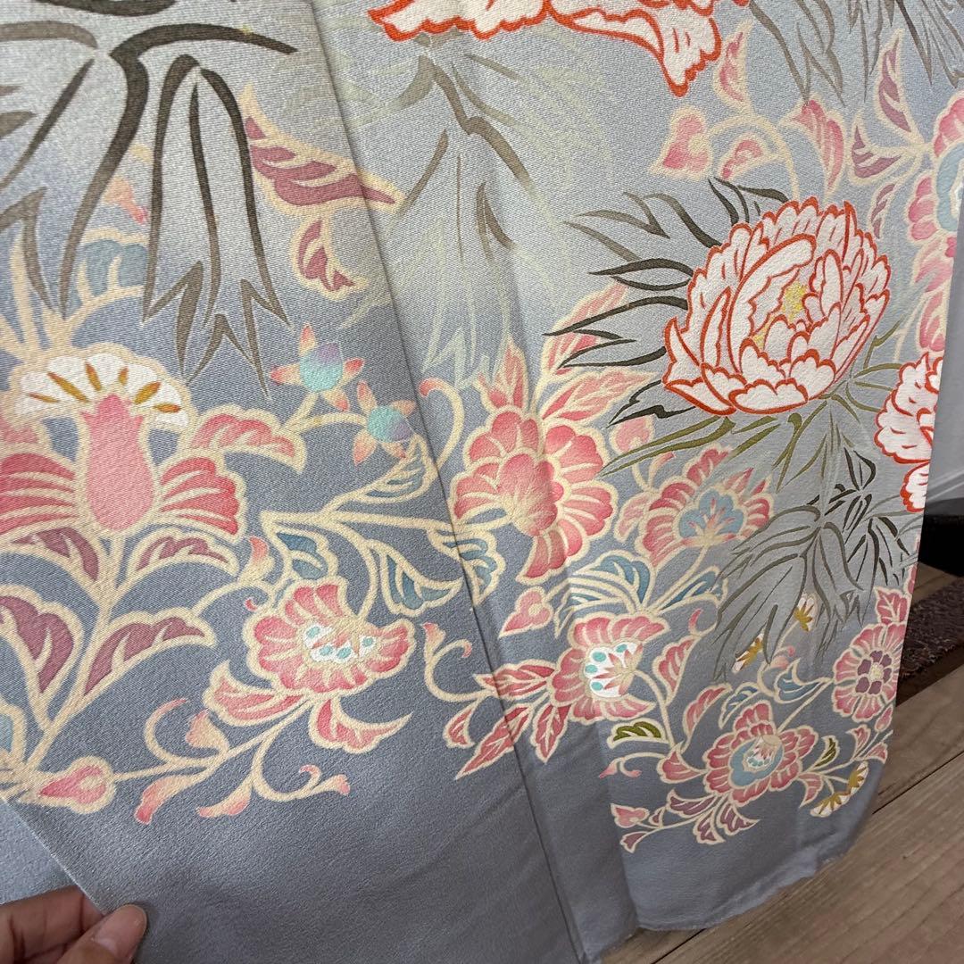 超美品　色留袖　本加賀友禅　松井眞夫　作家物　落款　正絹　袷　160 グレー