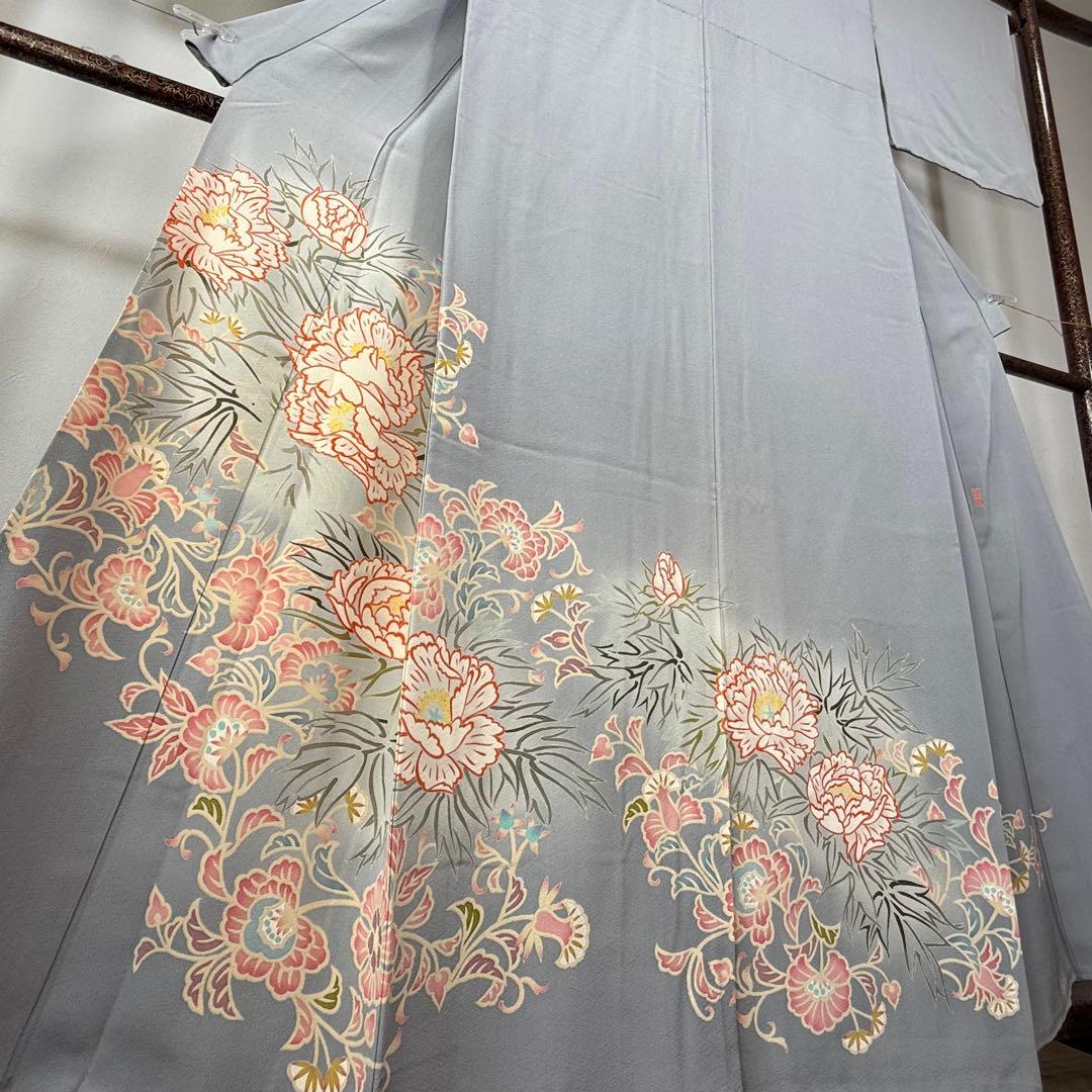 超美品　色留袖　本加賀友禅　松井眞夫　作家物　落款　正絹　袷　160 グレー
