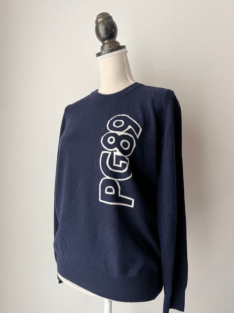 ピッティ3 様パーリーゲイツ　カシミア混ネイビーロゴセーター