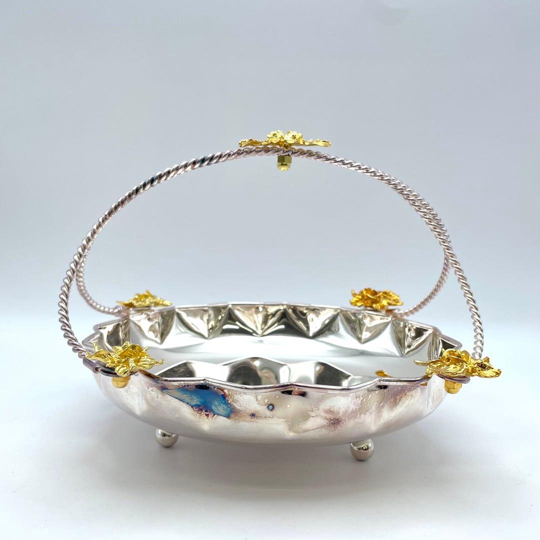 【S】銀座和光 WAKO 銀仕上げ 手編み トレイ 3点セット