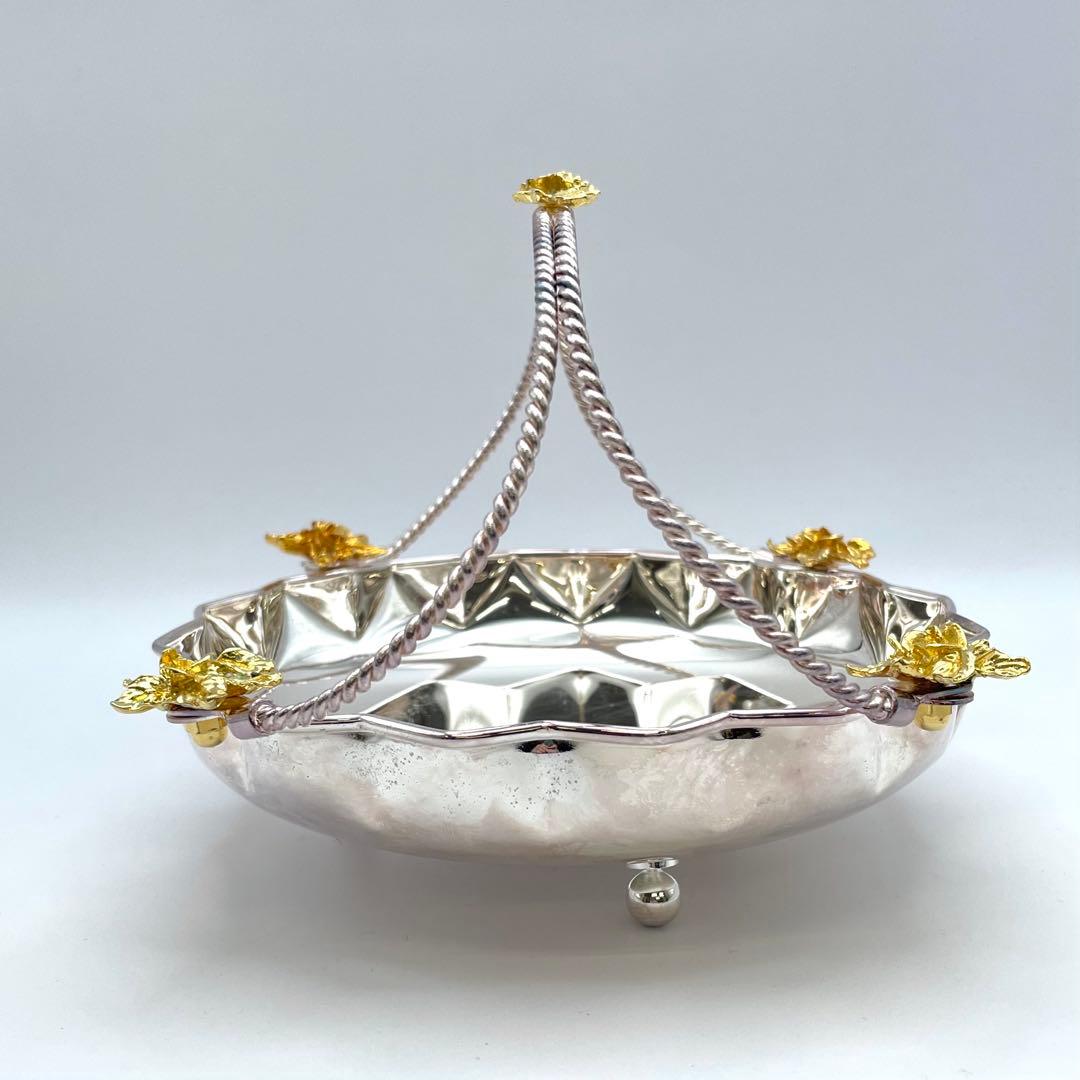 【S】銀座和光 WAKO 銀仕上げ 手編み トレイ 3点セット