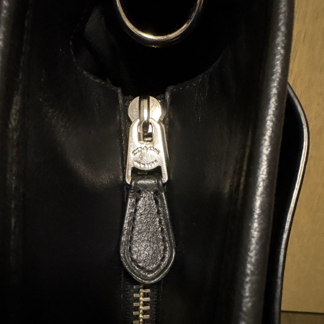COACHメトロポリタン　ブラックレザービジネストートバッグ