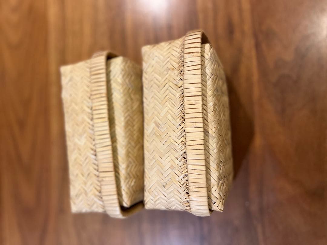 鳥越竹細工　弁当長四角　小物入れ　ランチボックス　2個セット