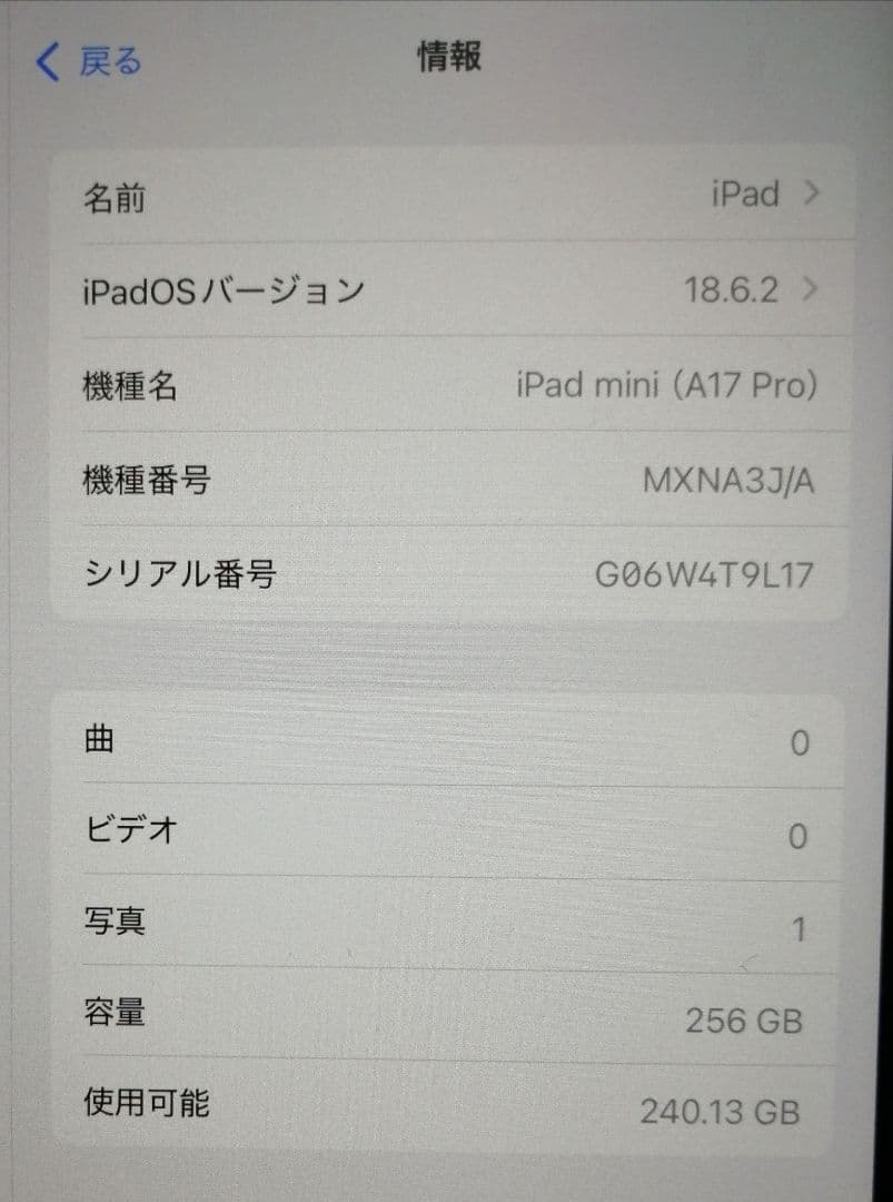 Apple iPad mini 第7世代 256GB Wi-Fi スペースグレー