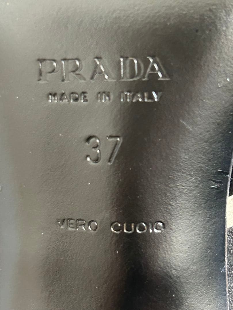 PRADA ブラック サテン ミュール リボン付き