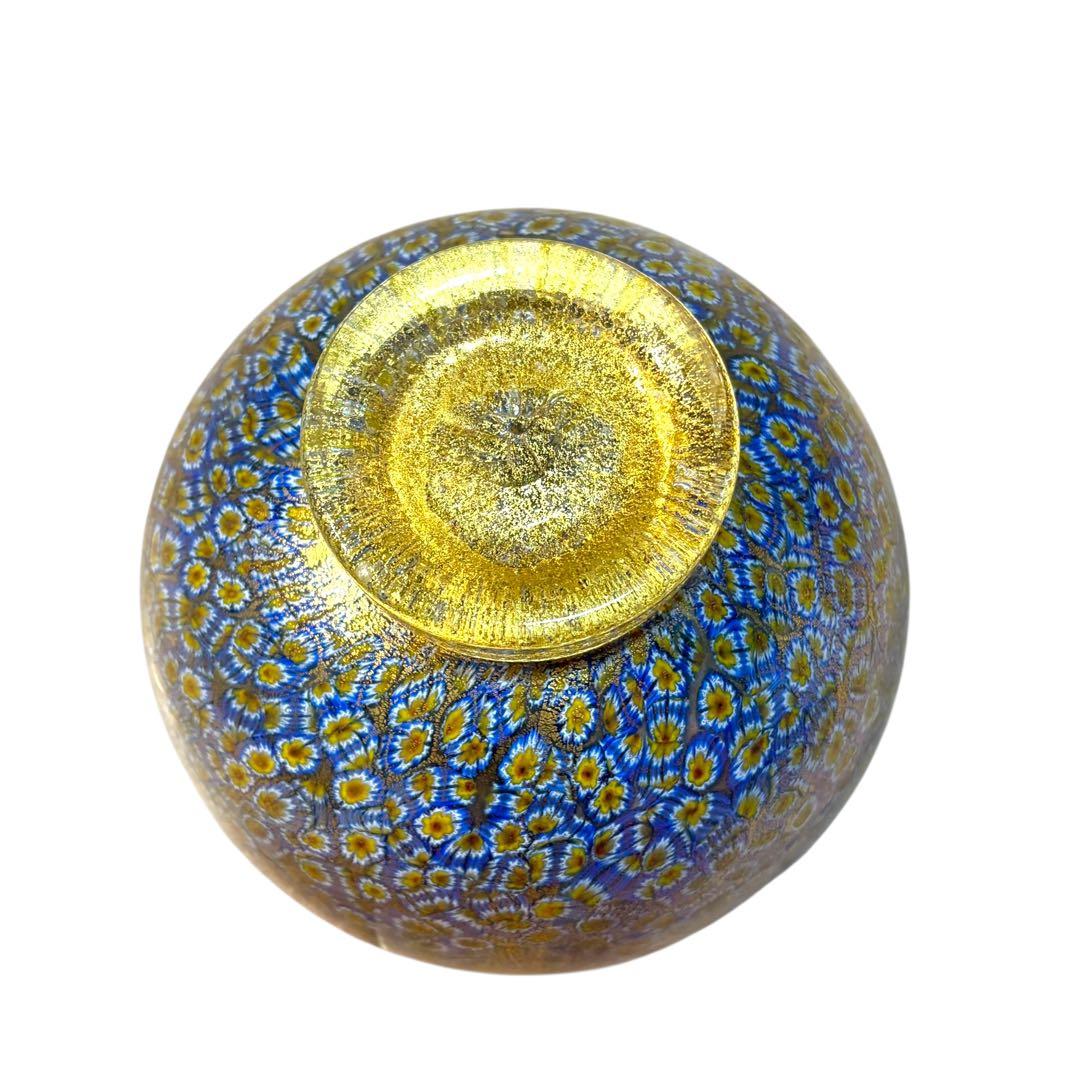 ベネチアンガラス ミルフィオリ 金彩 ガラスボウル ムラーノ ラグナ