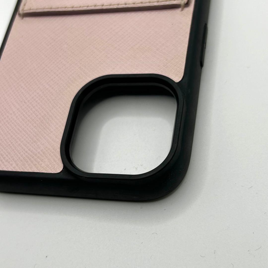 美品　PRADA iPhoneケース　14 ピンク　三角ロゴ　サフィアーノレザー