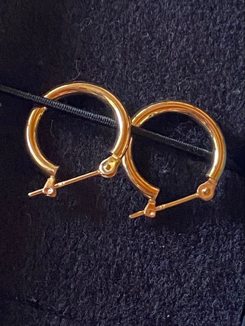 未使用 K18 フープピアス 18金ゴールド 2mm×15mm ペア