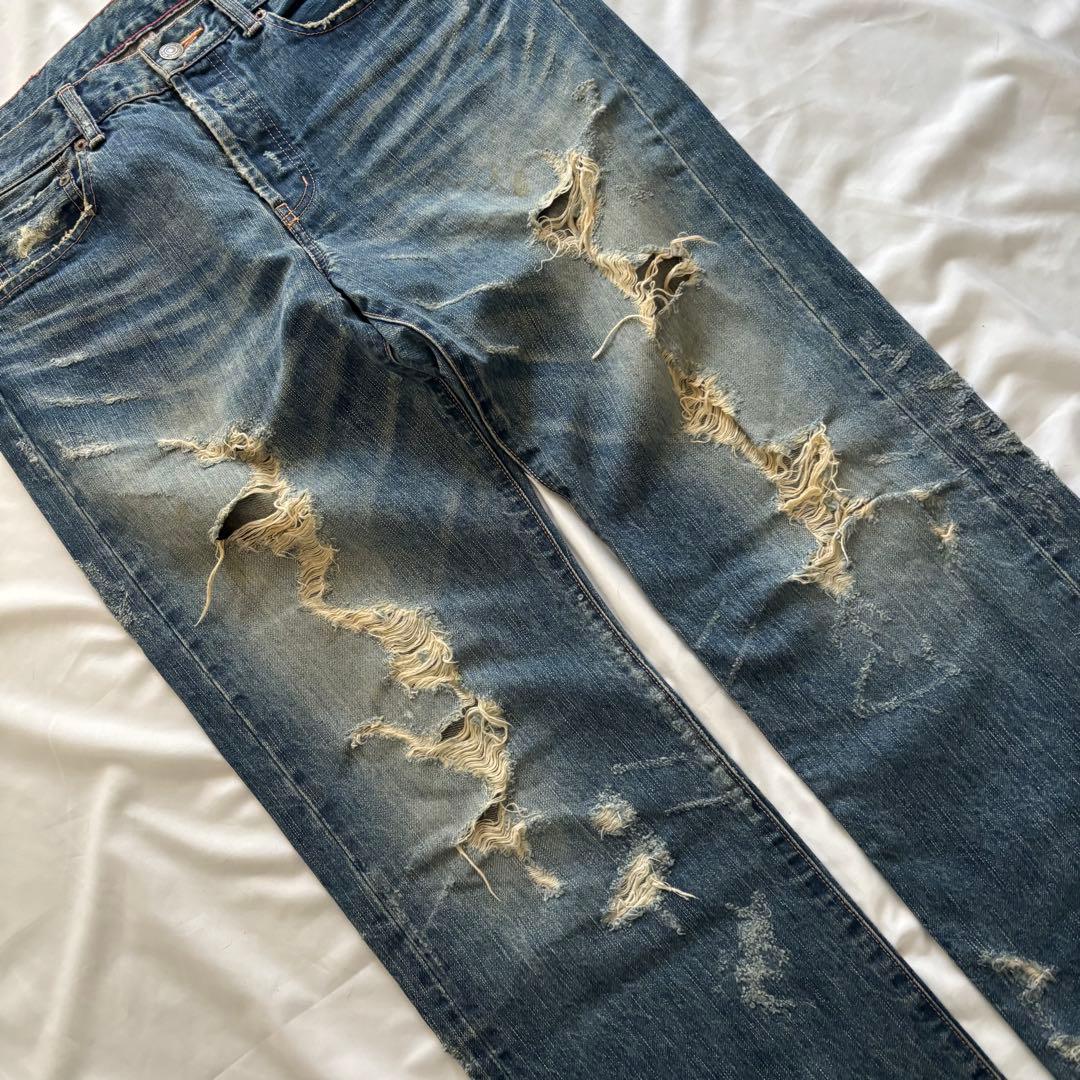 00's y2k ダメージデニム フェード ヒゲ グランジ archive