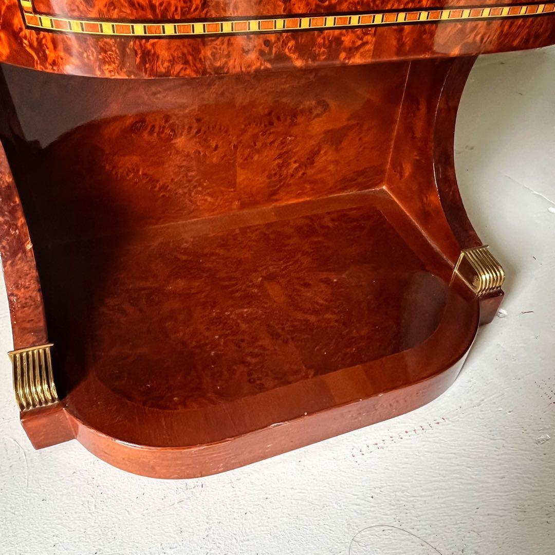 取付無料！高級ヨーロピアンアンティーク 大理石天板ライト付きナイトサイドテーブル